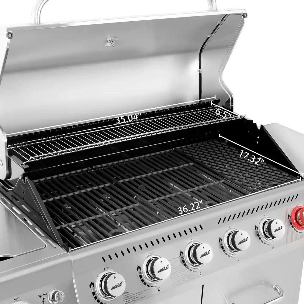 Royal Gourmet 6-Burner Propane Gas Grill in Stainless Steel with Sear Burner and Side Burner