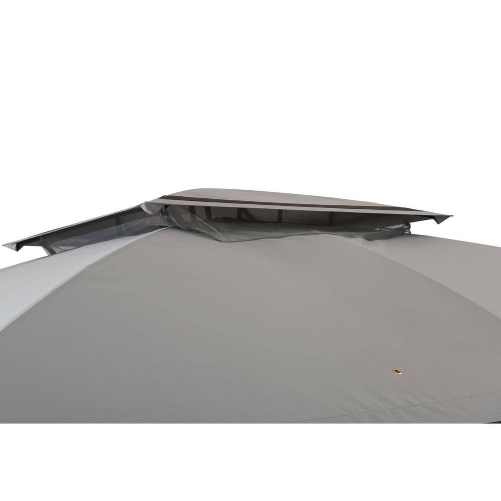 Sunjoy SummerCove Monterey Park 10 ft. x 13 ft. Gray 2-Tier Gazebo with LED Lighting and Bluetooth Sound