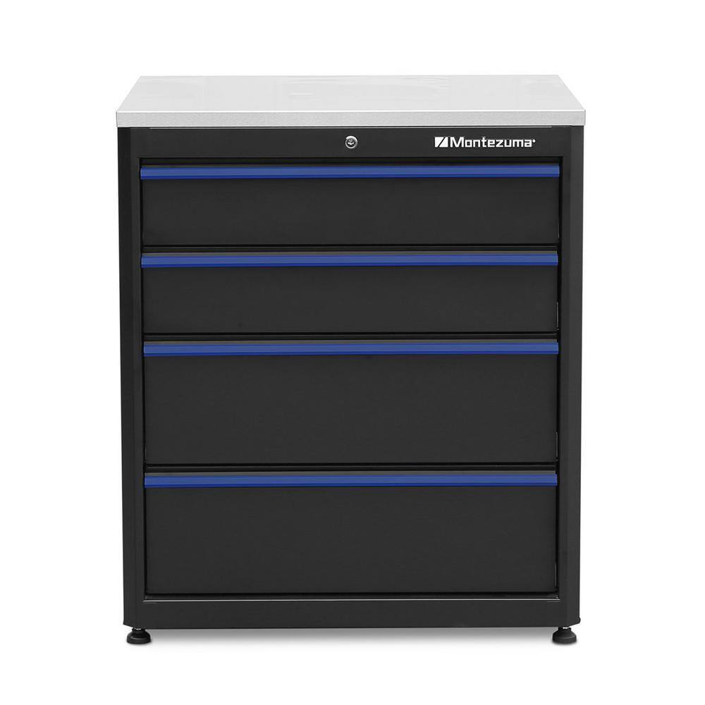 Montezuma 30.5 in. W x 35 in. H x 24 in. D 4-Drawer Steel Freestanding Base Cabinet in Black