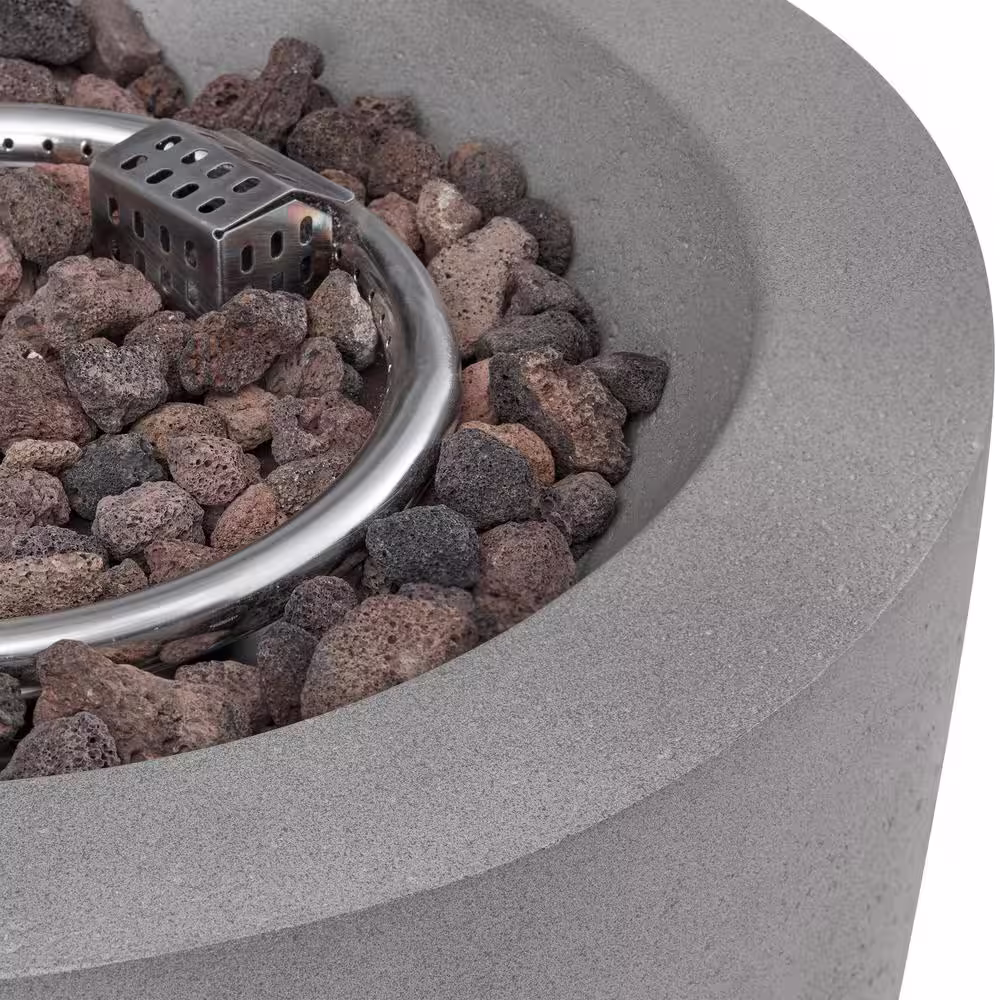 Hampton Bay Pendra 19.5 in. x 26 in. Round Concrete Gas Fire Column