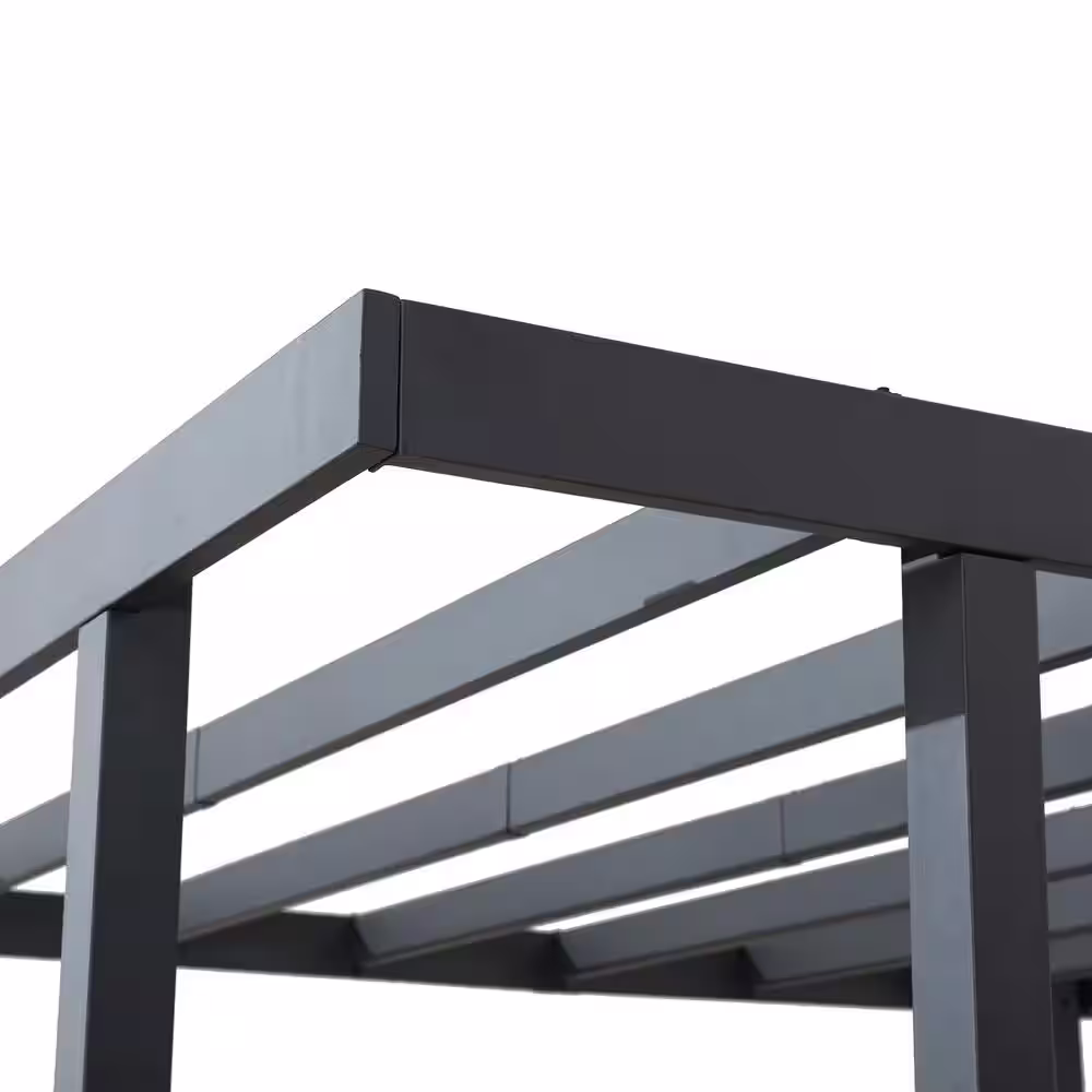 Sunjoy SummerCove Marbella 10 ft. x 12 ft. Black Steel Pergola