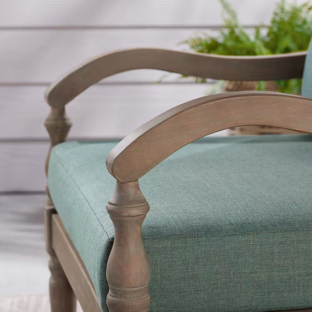 Hampton Bay Lakewood 5-Piece Eucalyptus Patio Chat Set with Spa Cushions