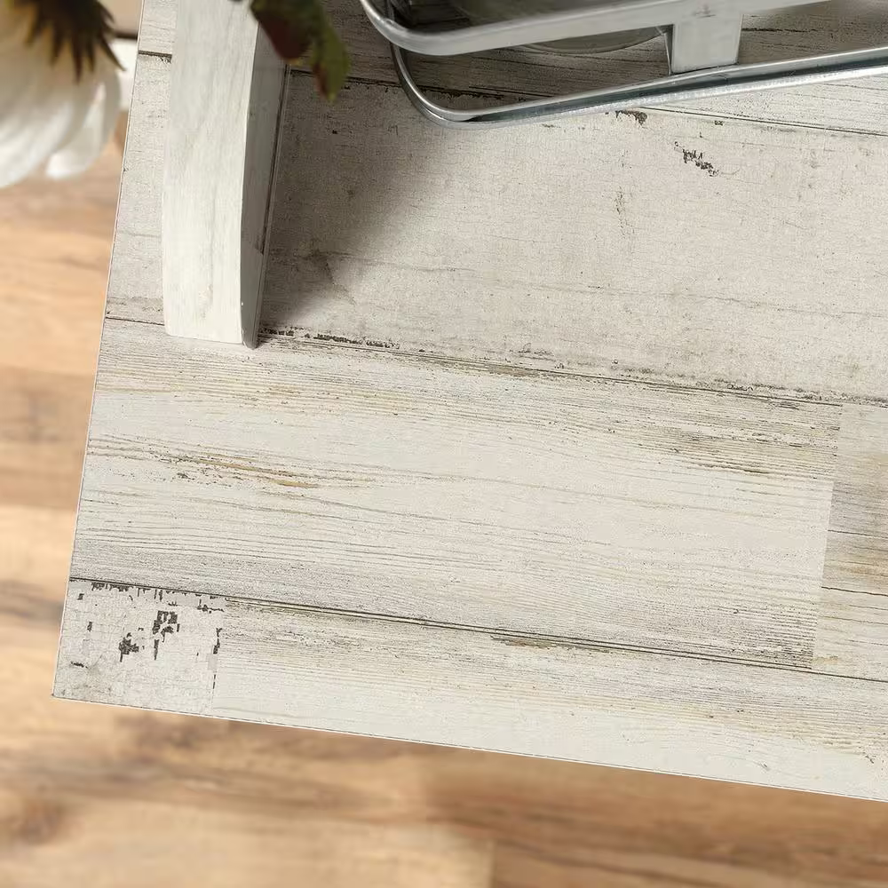 SAUDER 47.5 in. White Plank Faux Wood 11-shelf Standard Bookcase with Cubes