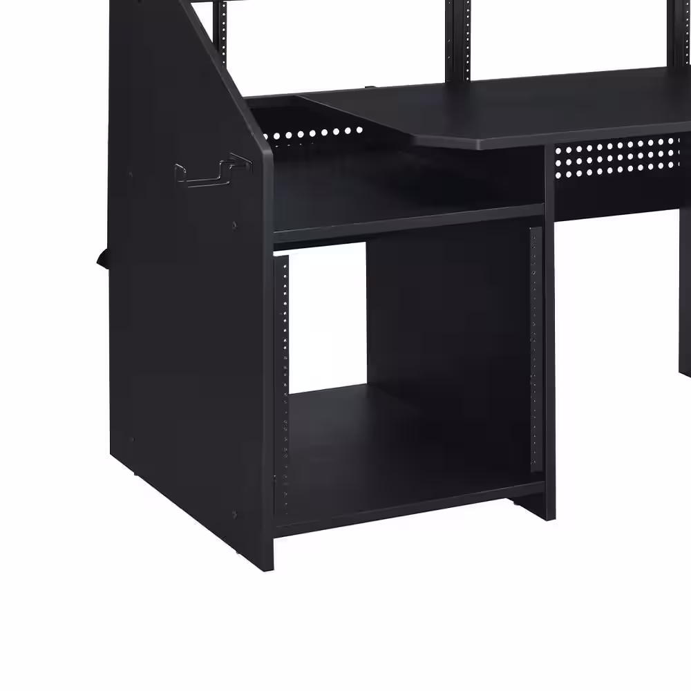 Acme Furniture Annette 26 in. Rectangular Black Finish Metal Computer Desk with Keyboard Tray and Shelves
