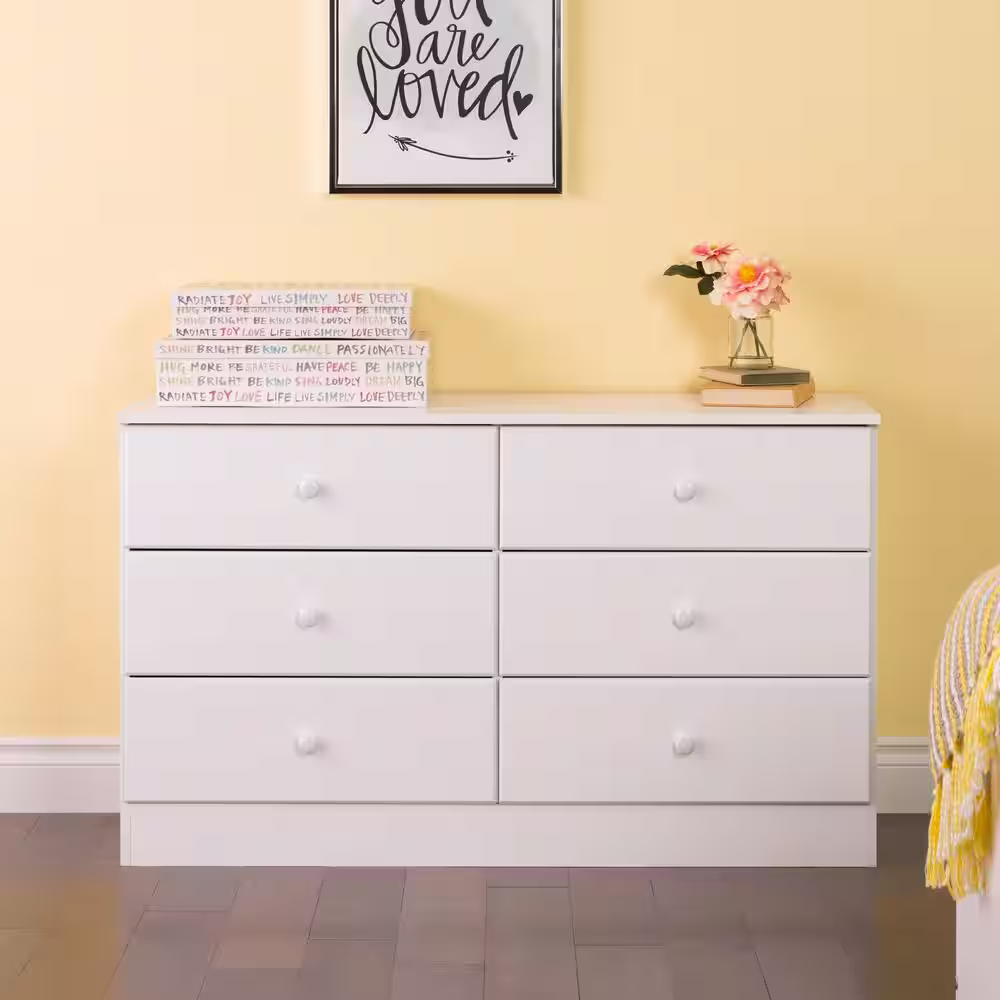 Prepac Astrid 6-Drawer White Dresser