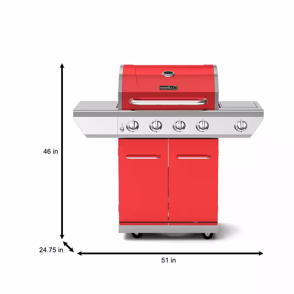 Nexgrill 4-Burner Propane Gas Grill in Red with Side Burner