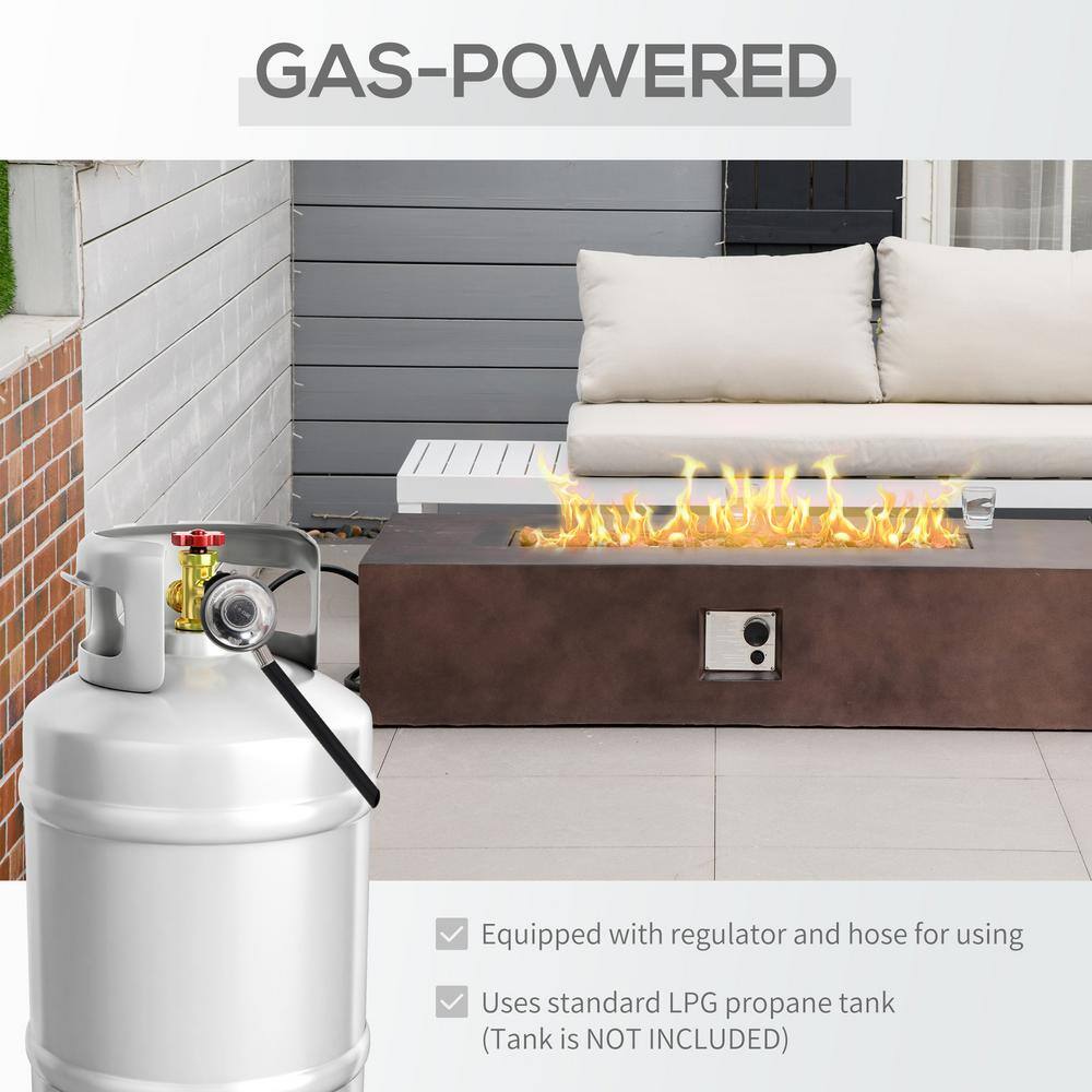 Outsunny Rectangular Stone Fire Pit Table with Protective Cover