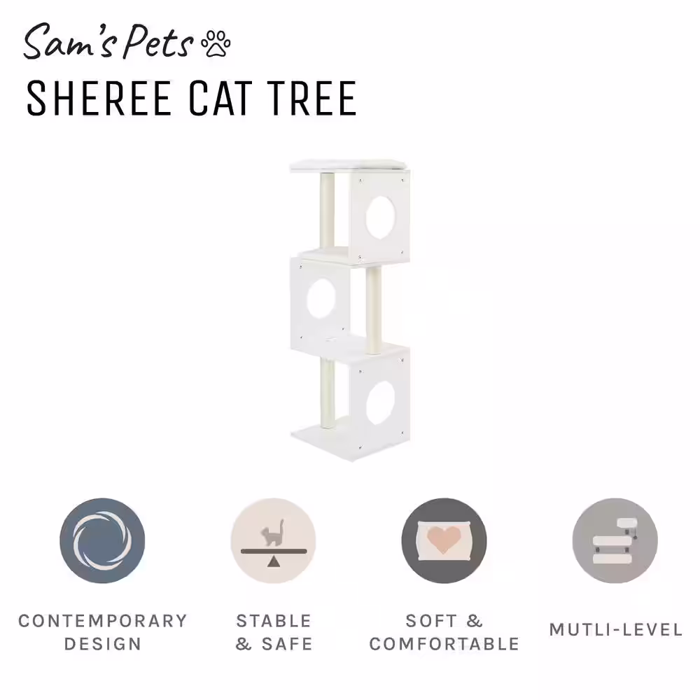 None Sheree 50 in. White Cat Tree
