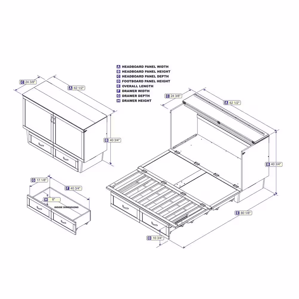 AFI Monroe Espresso Queen Murphy Bed Chest with Charging Station