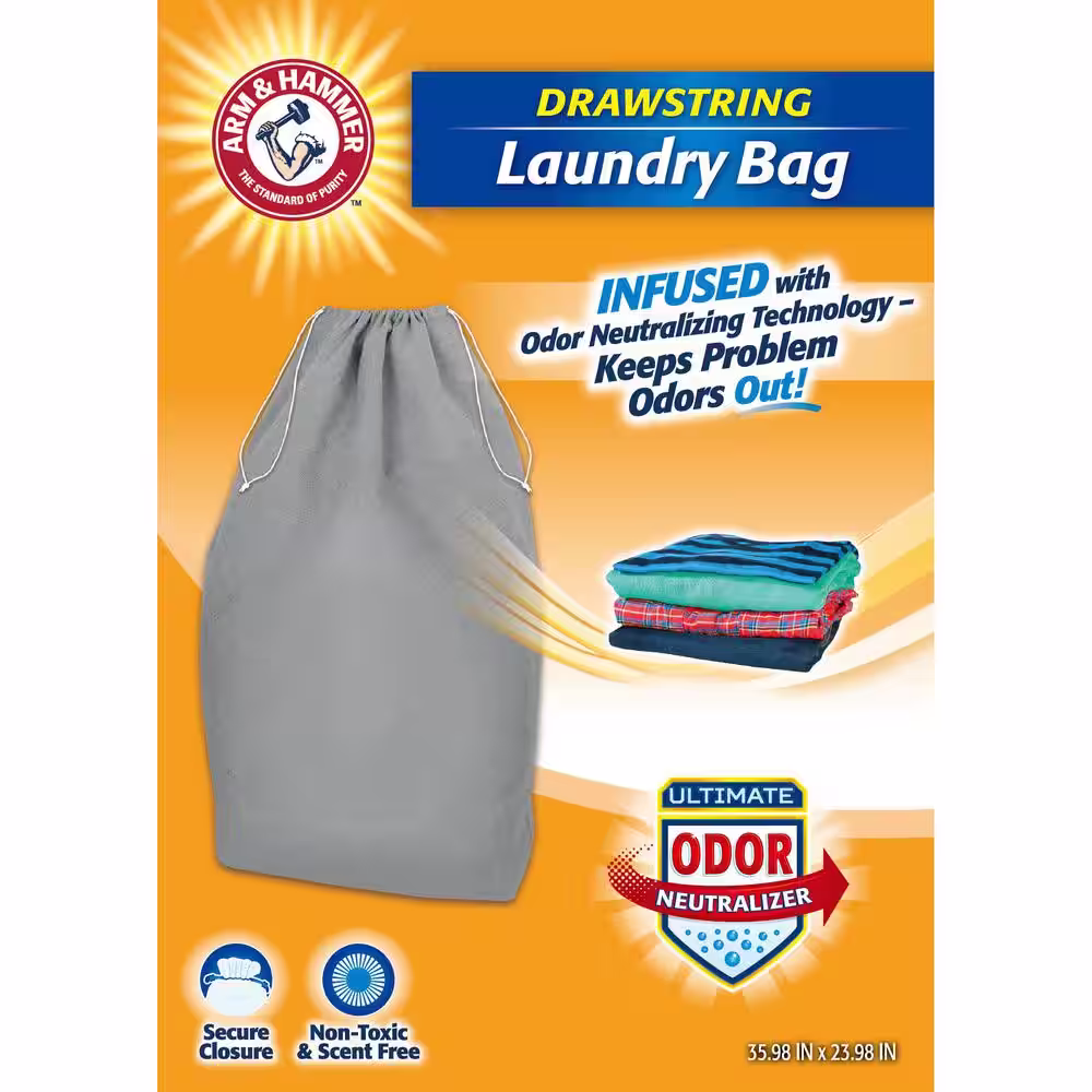Arm and Hammer Gray Non Woven Jumbo Drawstring Laundry Bag