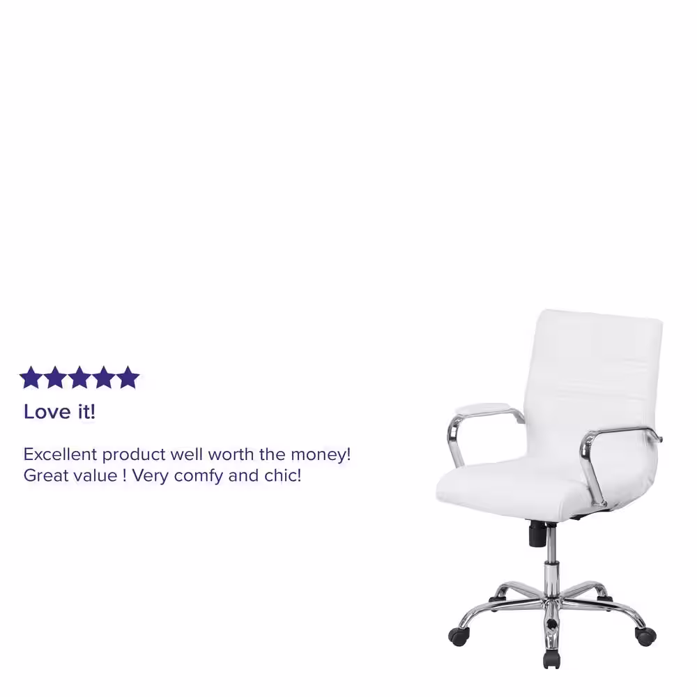 Flash Furniture Faux Leather Swivel Ergonomic Office Chair in White