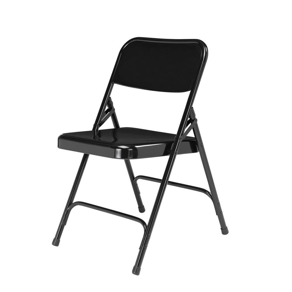 National Public Seating 200 Series Black Premium All-Steel Double Hinge Folding Chair (4-Pack)