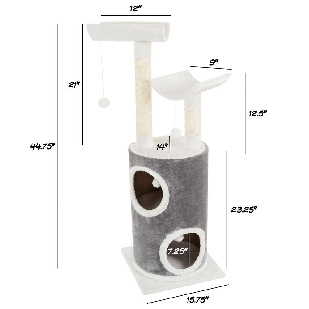 Petmaker Gray and White 5-Tier Double Decker Cat Condo Tree with 2-Scratching Posts