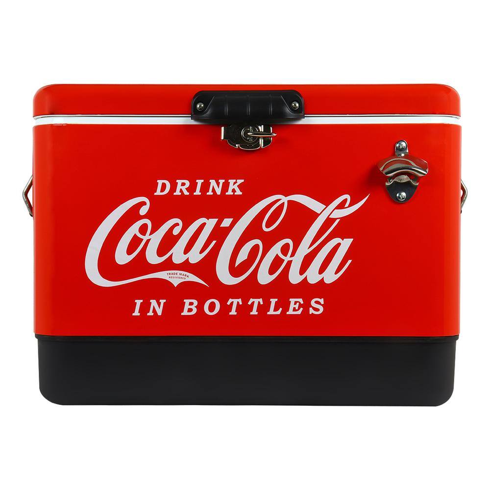 Koolatron Coca-Cola Ice Chest Beverage Cooler with Bottle Opener, 51L (54 qt.), 85 Can Capacity, Red and Black