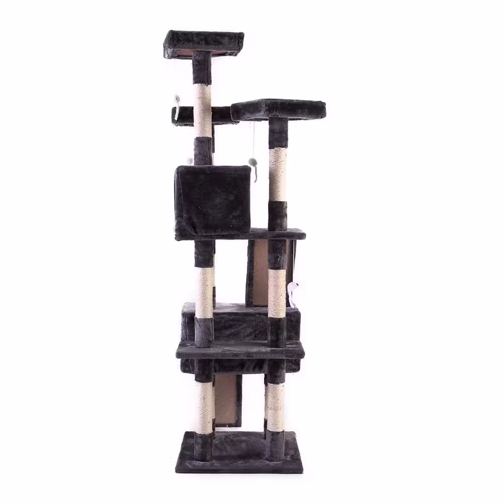 COZIWOW 67 in. H Multi-Level Cat Tree Gray Kitten Condo
