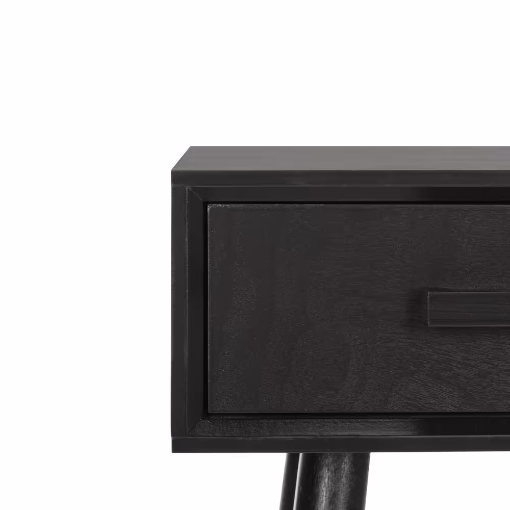 SAFAVIEH Dean 29 in. 2-Drawer Black Wood Console Table
