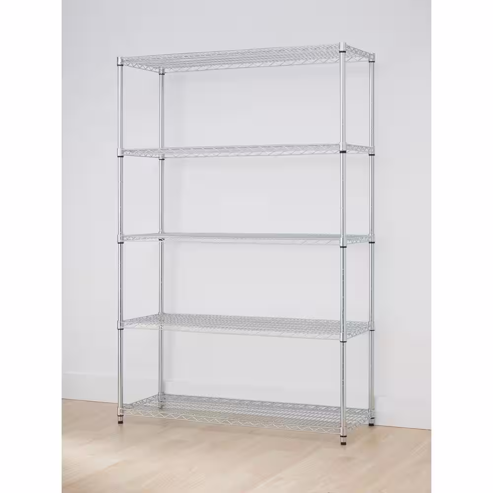 TRINITY Chrome 5-Tier Steel Wire Shelving Unit (48 in. W x 72 in. H x 18 in. D)