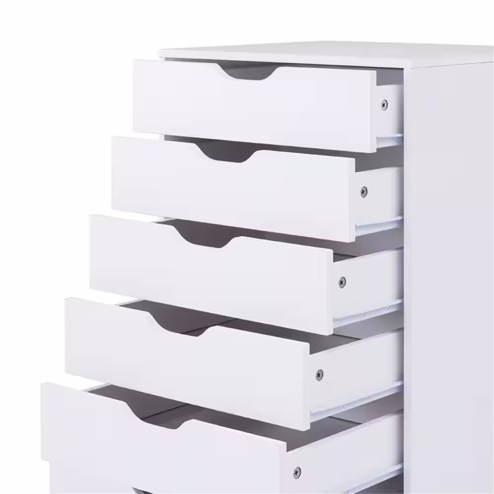 HOMESTOCK White, 7-Drawer Office Storage File Cabinet on Wheels, Mobile Under Desk Filing Drawer, Craft Storage for Home, Office