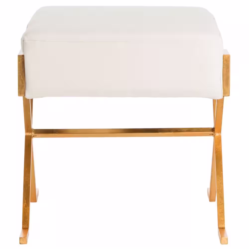 SAFAVIEH Luna Off-White/Gold Upholstered Entryway Bench