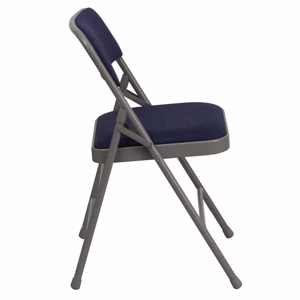 Flash Furniture Hercules Series Curved Triple Braced & Double Hinged Navy Fabric Upholstered Metal Folding Chair