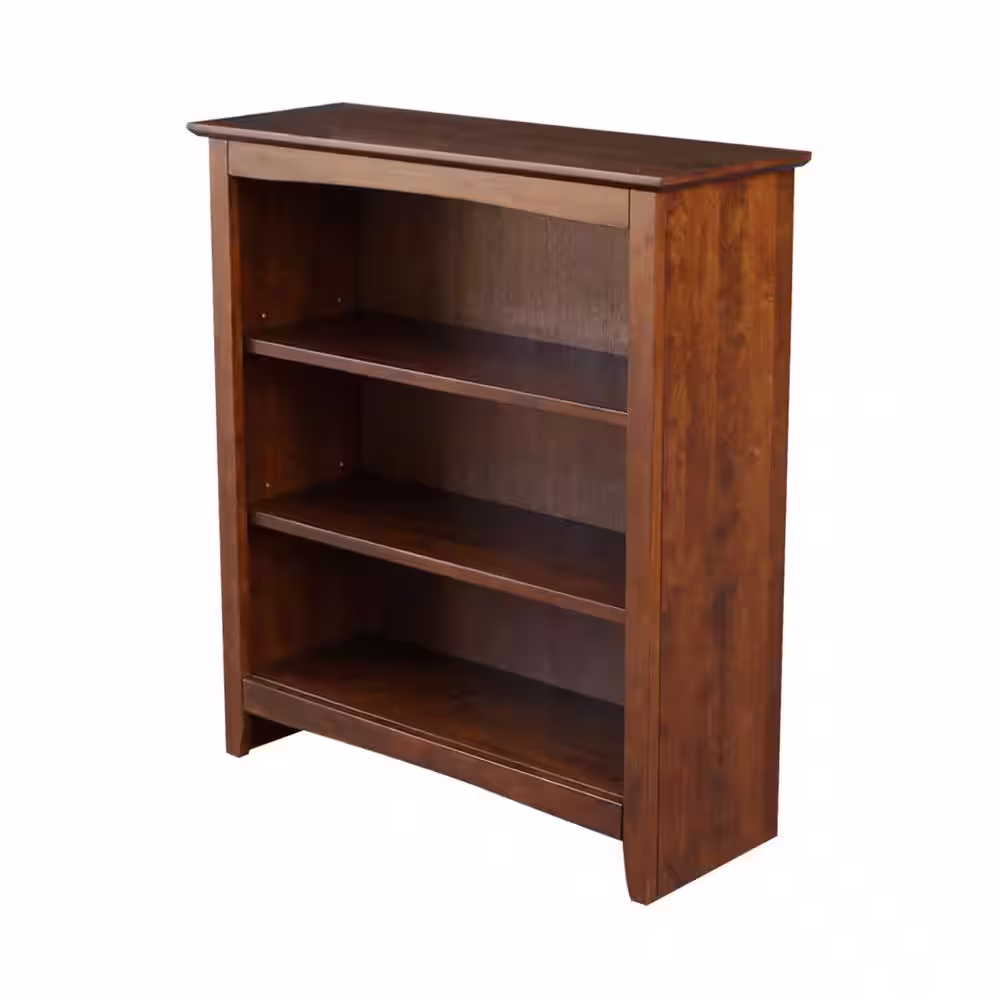 International Concepts 36 in. Espresso Wood 3-shelf Standard Bookcase with Adjstable Shelves