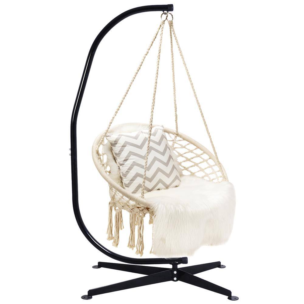 Costway 31.5 in. x 43.3 in. x 82 in. Steel Frame C Shape Hammock Stand in Black