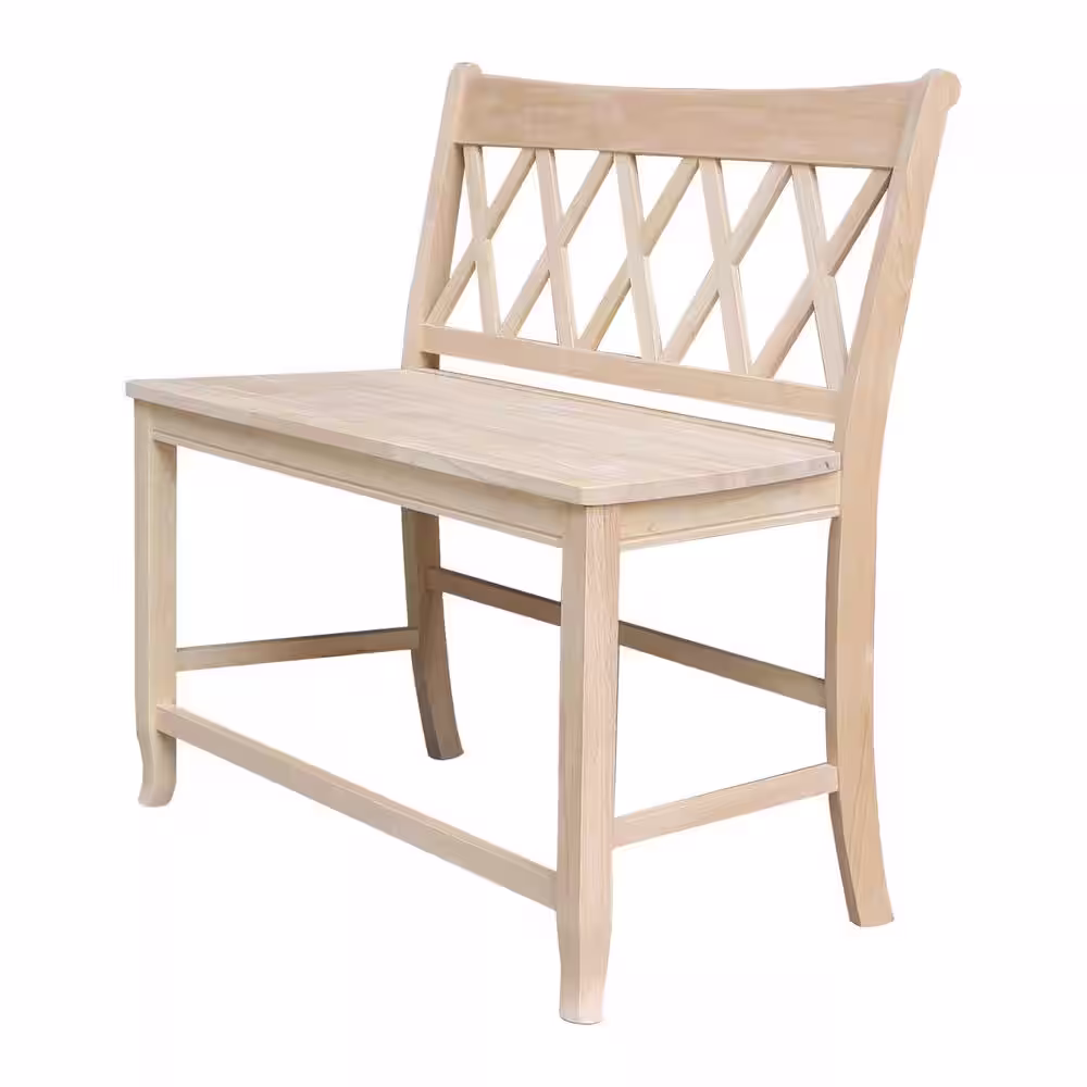 International Concepts Unfinished Solid Wood 42 in. W Double X Back Counter Height Bench