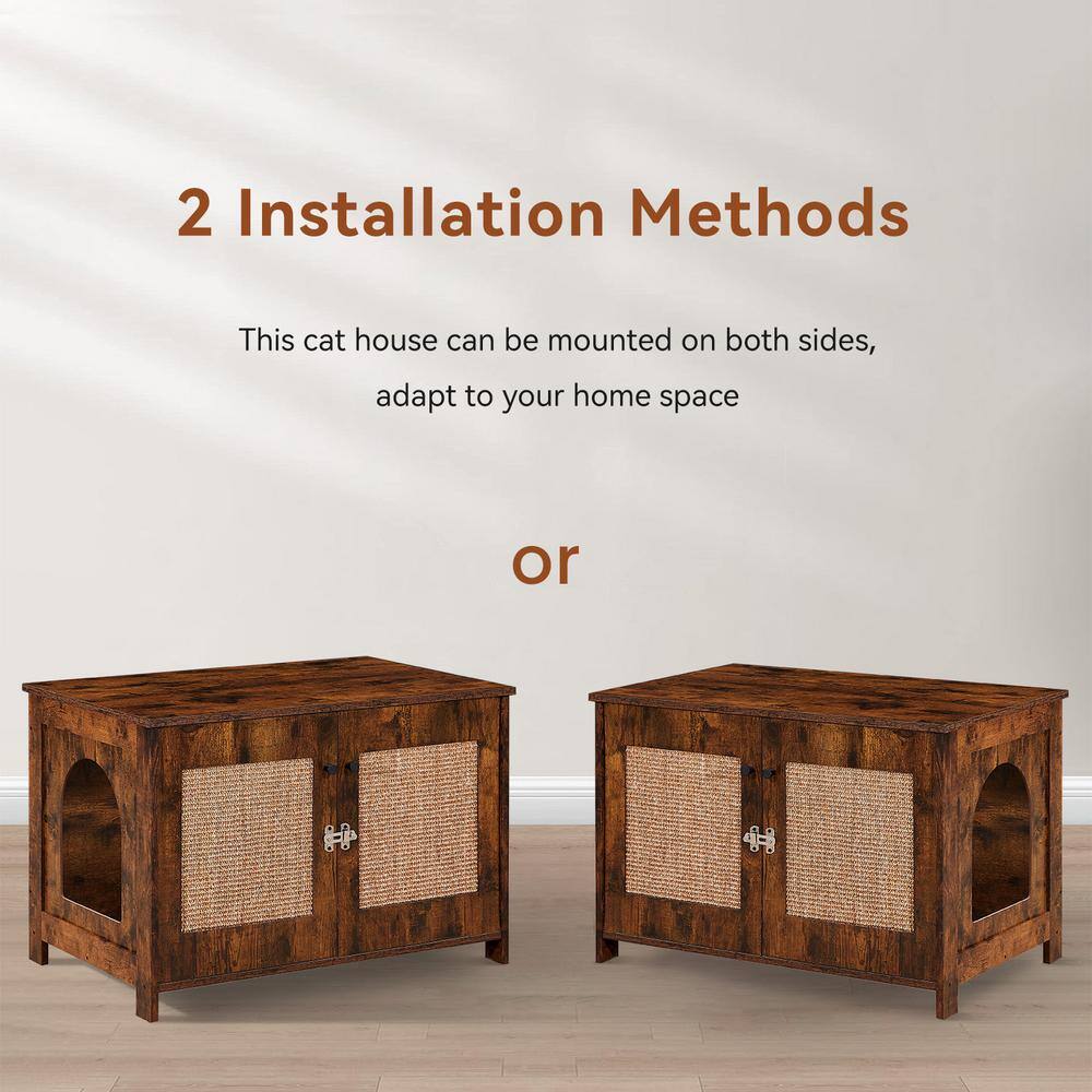 None 31.5 in. W x 20.3 in. D x 21.3 in. H Cat Litter Box Enclosure Cat House Scratching Post Litter Box Furniture Hidden