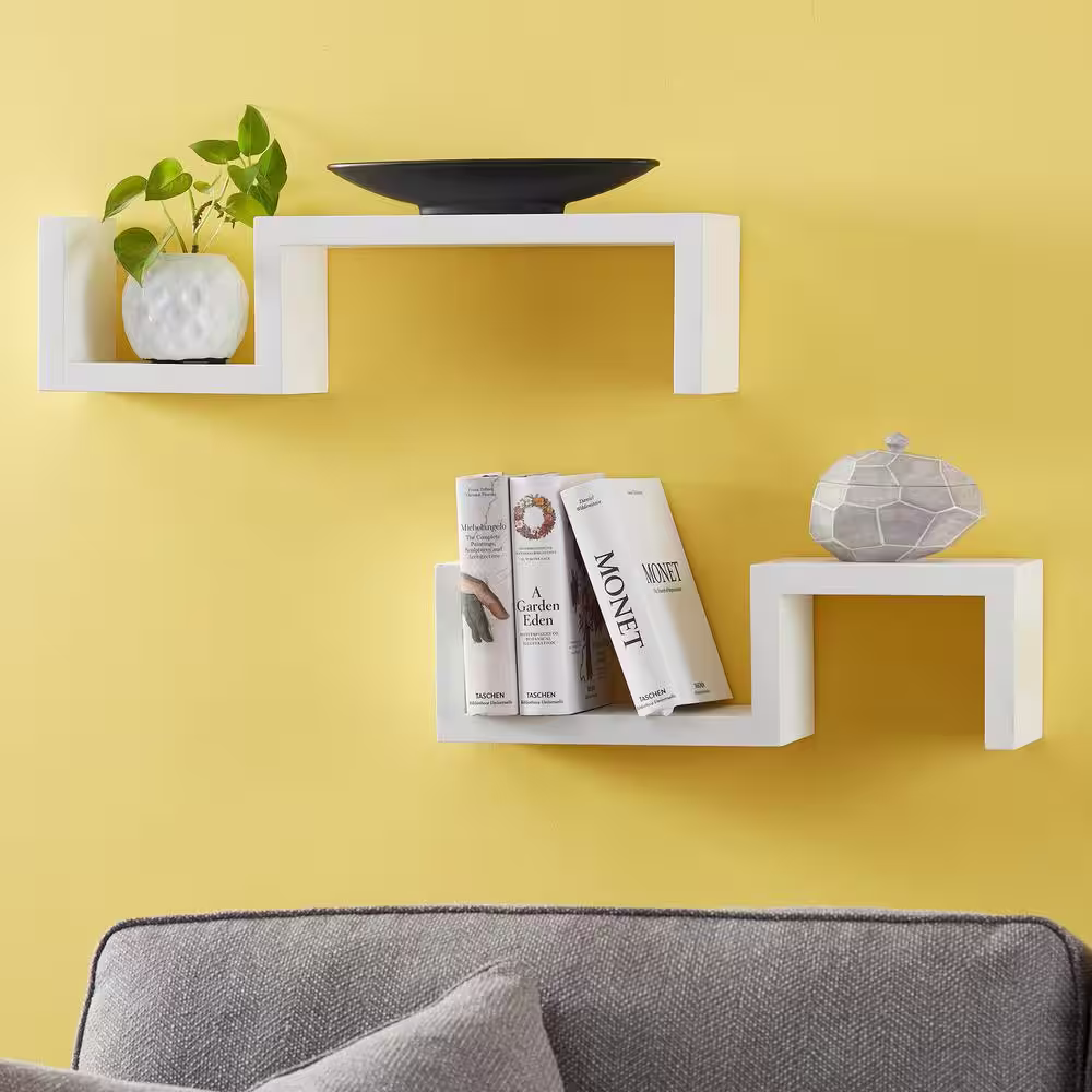 StyleWell 6 in. H x 24 in. W x 5 in. D Natural Wood Wall-Mount Floating Shelf (Set of 2)
