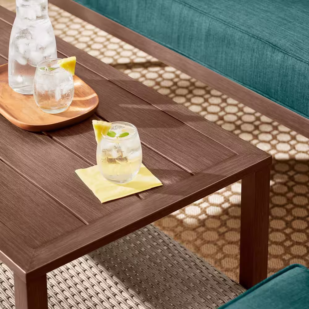 Hampton Bay Leighton Park 4-Piece Wicker Patio Conversation Set with CushionGuard Malachite Green Cushions