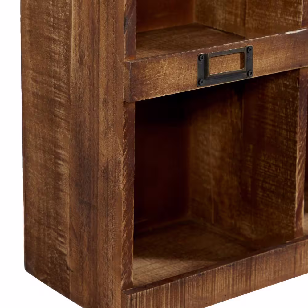 Litton Lane Brown 10-Cubbies Wood Wall Shelf