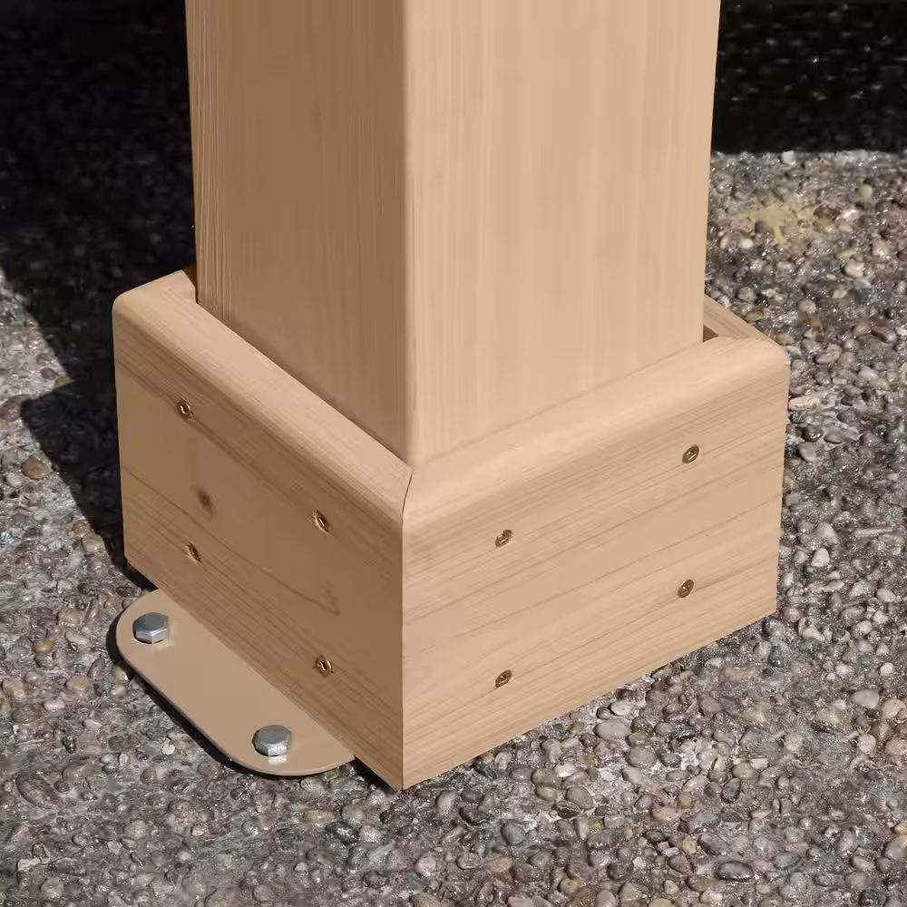 Yardistry Meridian 10 ft. x 12 ft. Cedar Backyard Pergola with Stylish Architectural Posts and Multilevel Crisscross Trellis Roof