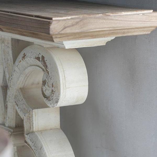 A & B Home Bellamy 44 in. White/Brown Standard Rectangle Wood Console Table with Pedestal