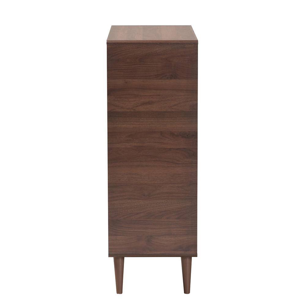Baxton Studio Keiran 30.3 in. W x 38.6 in. H Walnut Brown Shoe Storage Cabinet