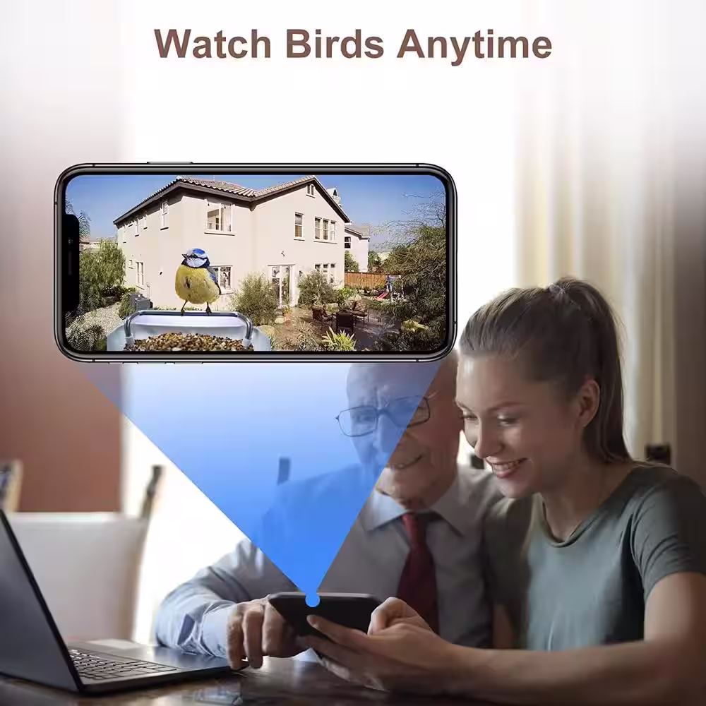 Afoxsos Smart Bird Feeder Bird House with 1080P HD Camera, Solar Roof, Built-in Microphone (Include 32G SD Card)