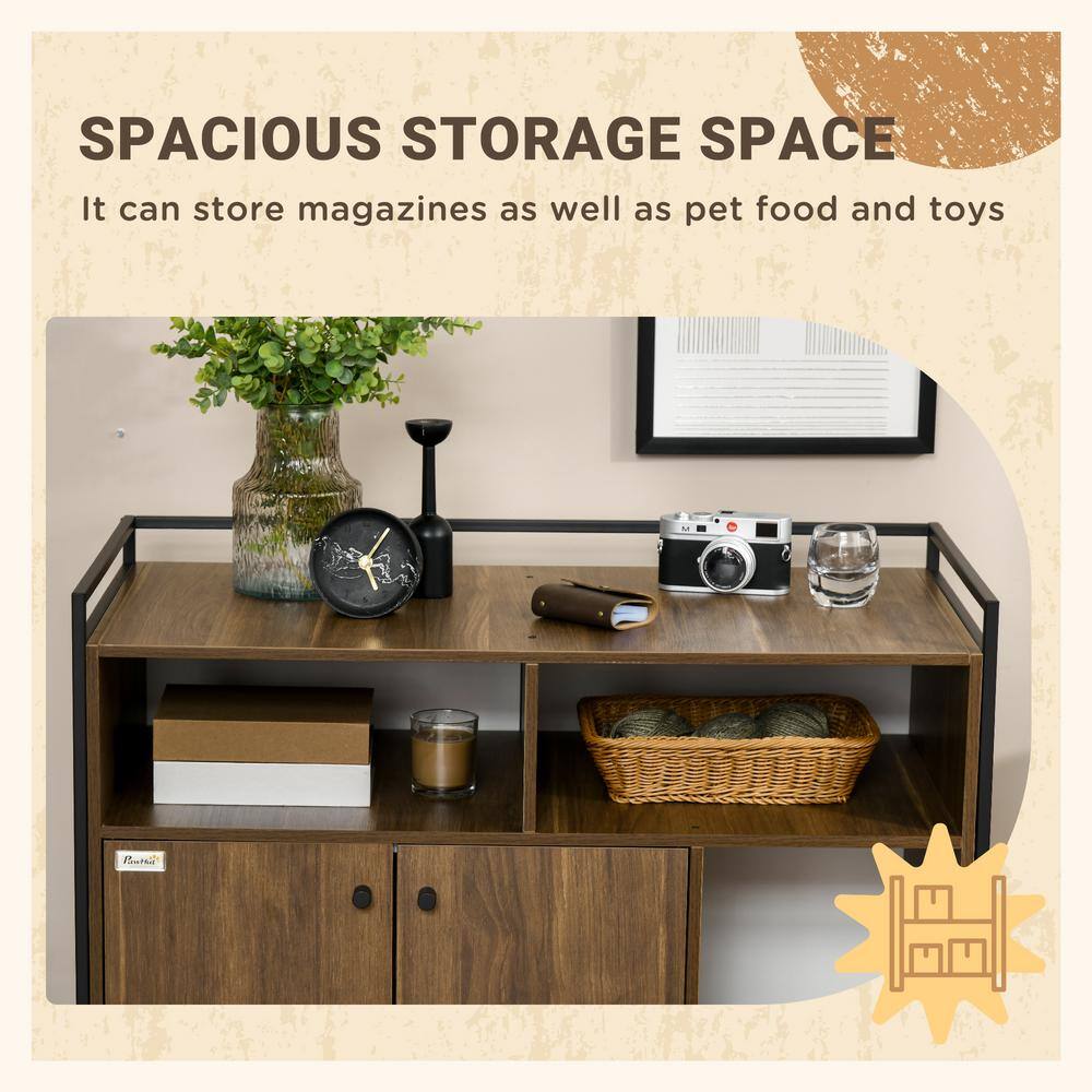 PawHut Hidden Cat Litter Box Enclosure with Scratching Pad, Brown