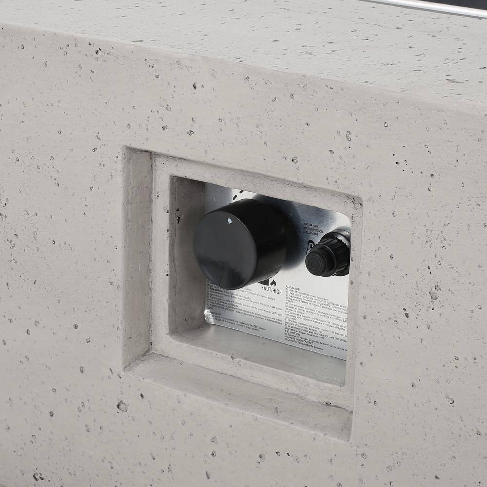 Noble House Mayfair Light Gray Rectangular Stone Fire Pit (No Tank Holder)