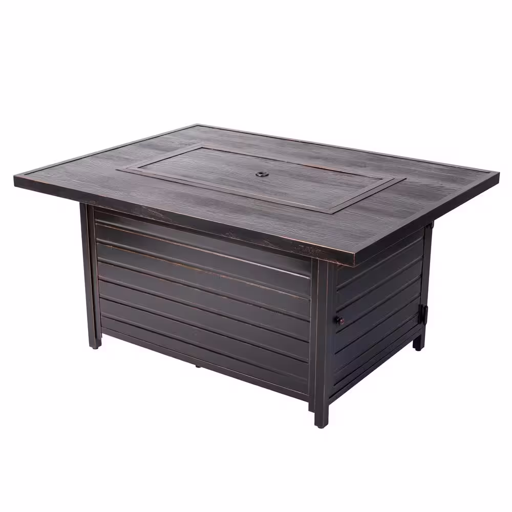 Fire Sense Sawyer 48 in. x 24 in. Rectangle Aluminum Propane Fire Pit Table in Antique Bronze