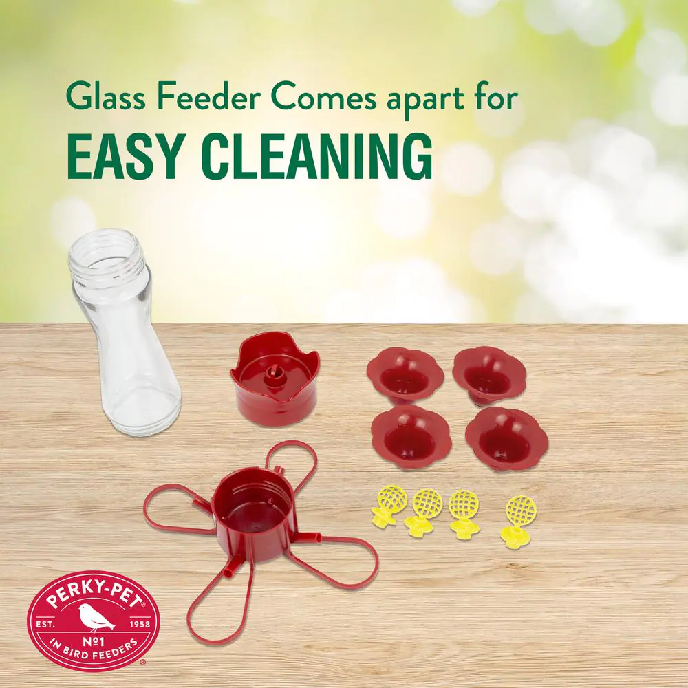 Perky-Pet Clear Pinch Waist Glass Hummingbird Feeder - 8 oz. Capacity