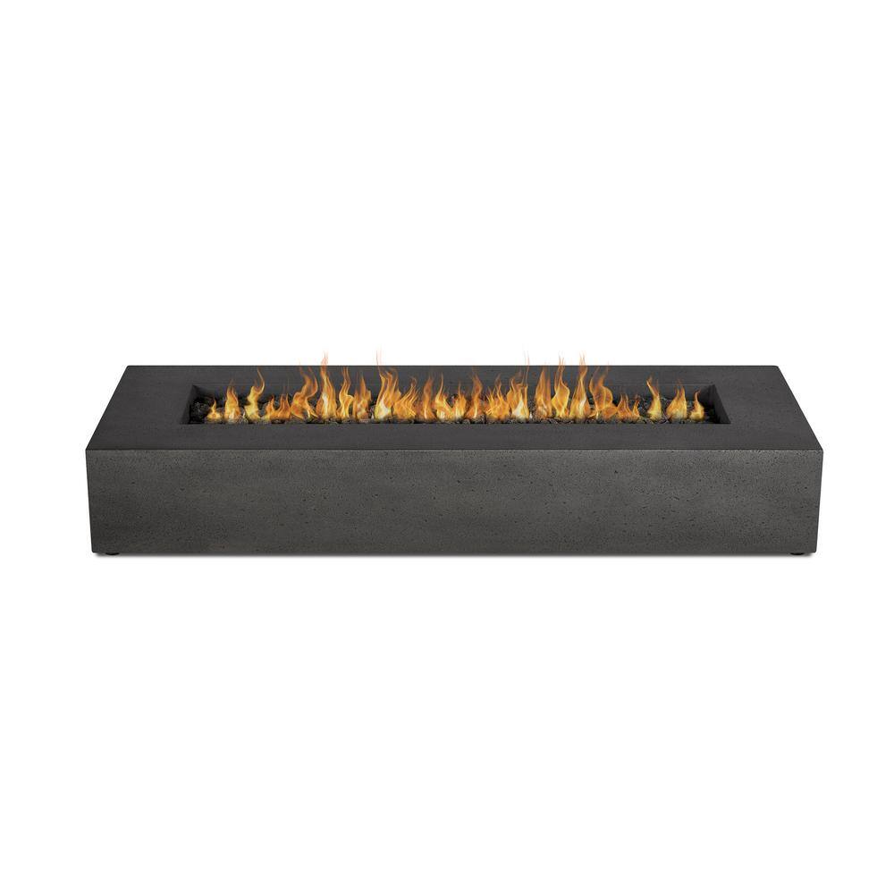None Brookhurst 72 in. W x 12 in. H Outdoor GFRC Liquid Propane Fire Pit in Carbon with Lava Rocks