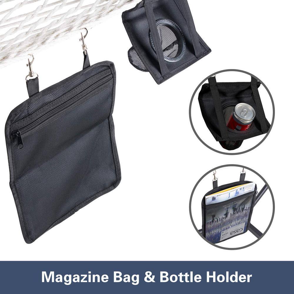 None 10 ft. x 12 ft. Quilted Rope Hammock and 12 ft. Steel Hammock Stand with Detachable Pillow, Blue Pattern