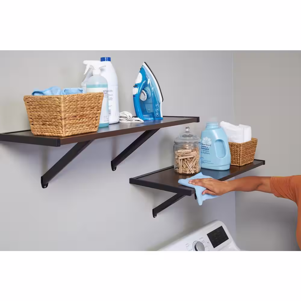 Rubbermaid Mahogany Premium Wood Shelving Kit, 2 Shelves 14 in. D x 32 in. L