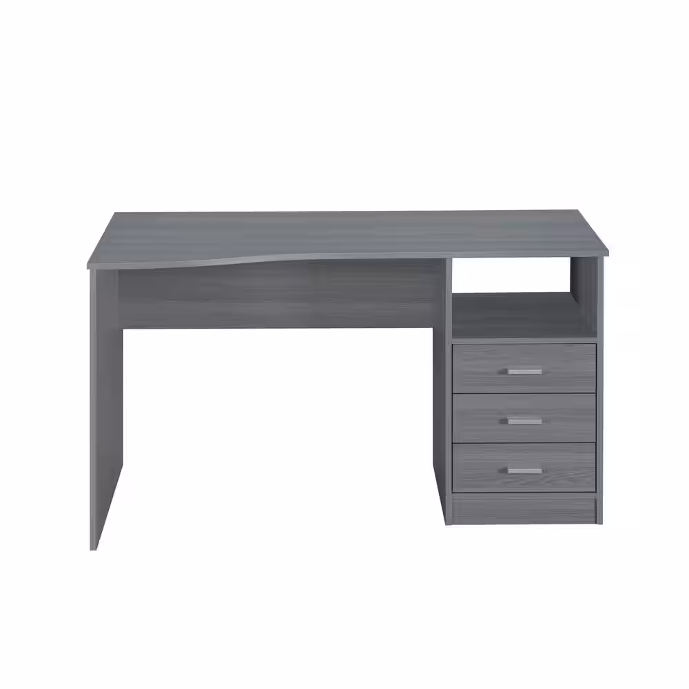 Wateday 51.20 in. Rectangular Gray Wood Computer Desk with Cabinet and Drawers