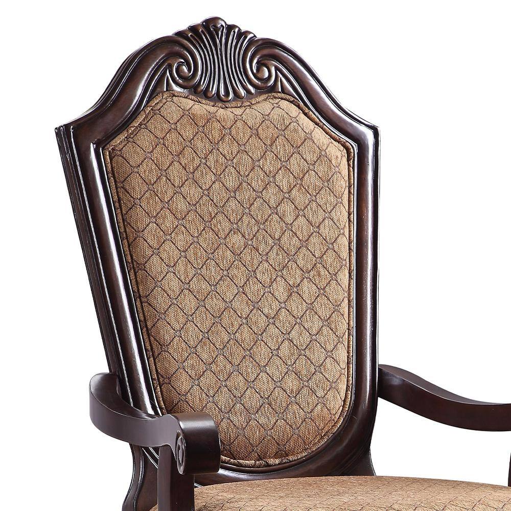 Acme Furniture Chateau De Ville Fabric and Espresso Arm Chair (Set-2)
