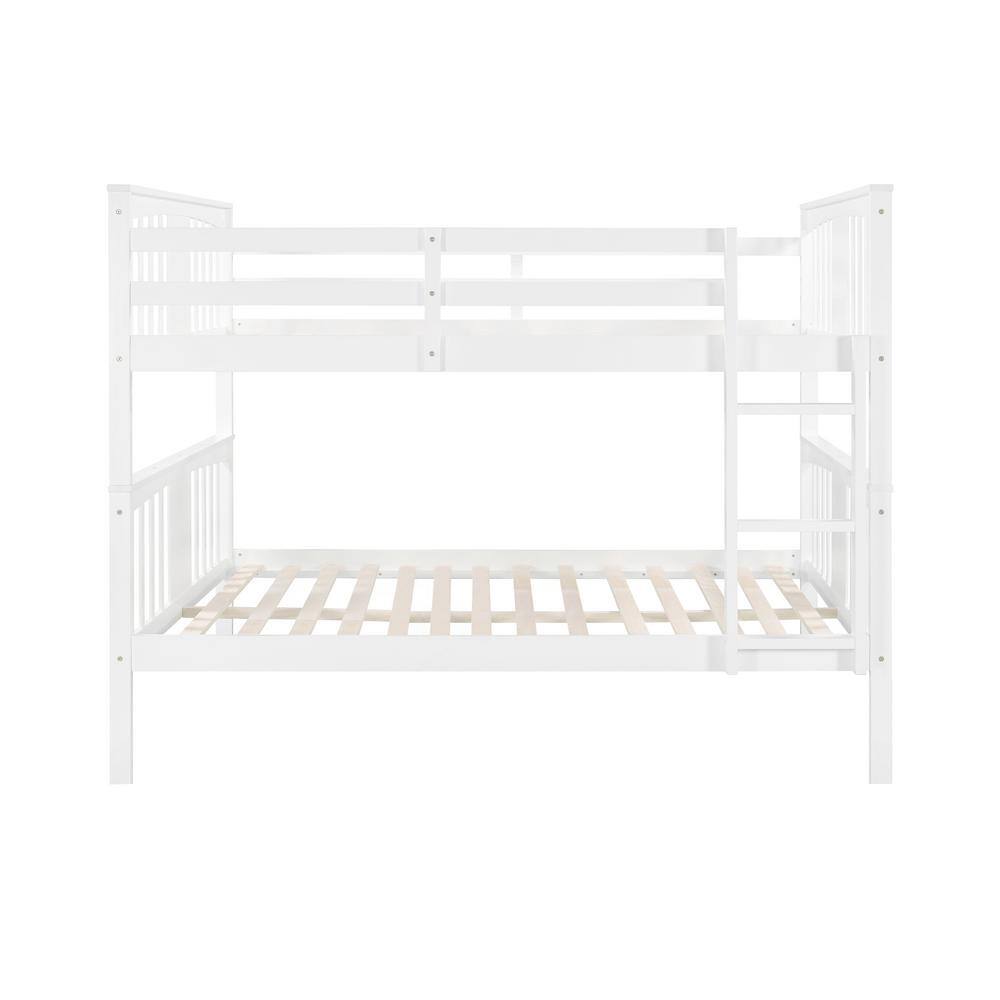 Harper & Bright Designs White Full Wooden Bunk Bed with Ladder