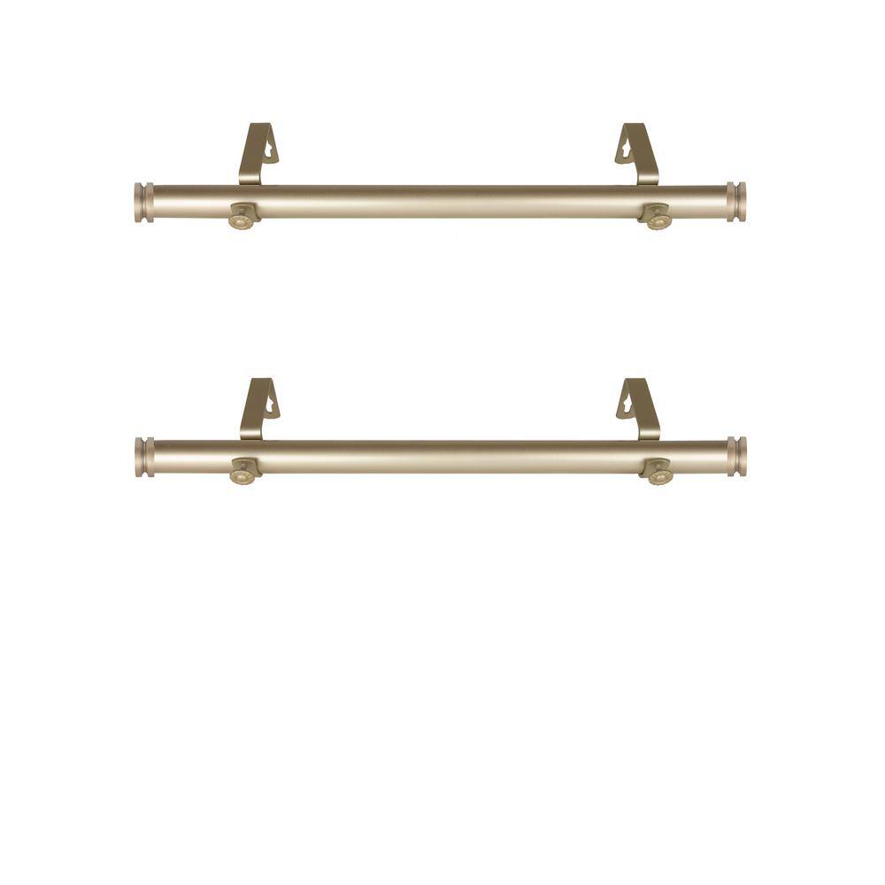 Rod Desyne Bun 12 in. - 20 in. L Adjustable 1 in. Dia Single Side Window Curtain Rod in Light Gold (Set of 2)
