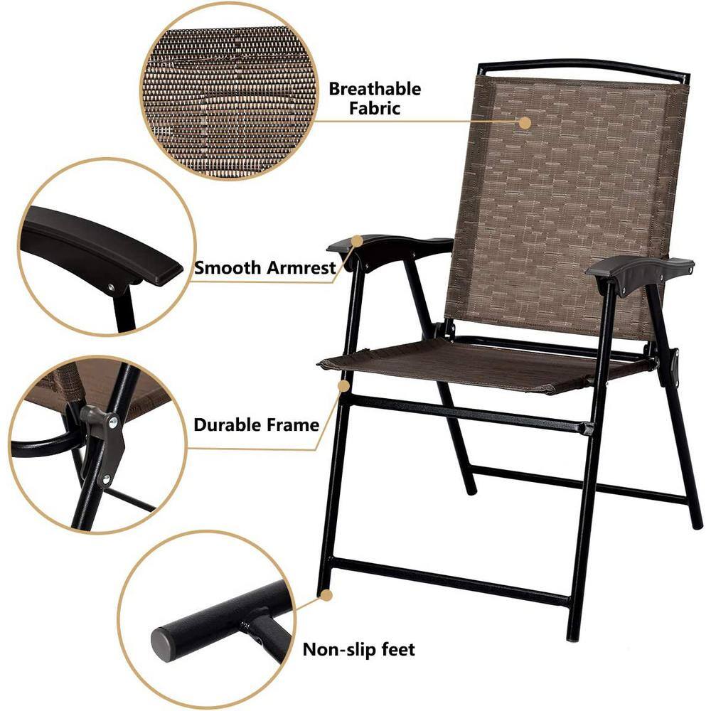 Alpulon 3 Pieces Bistro Patio Garden Furniture Set of Round Table and Folding Chairs