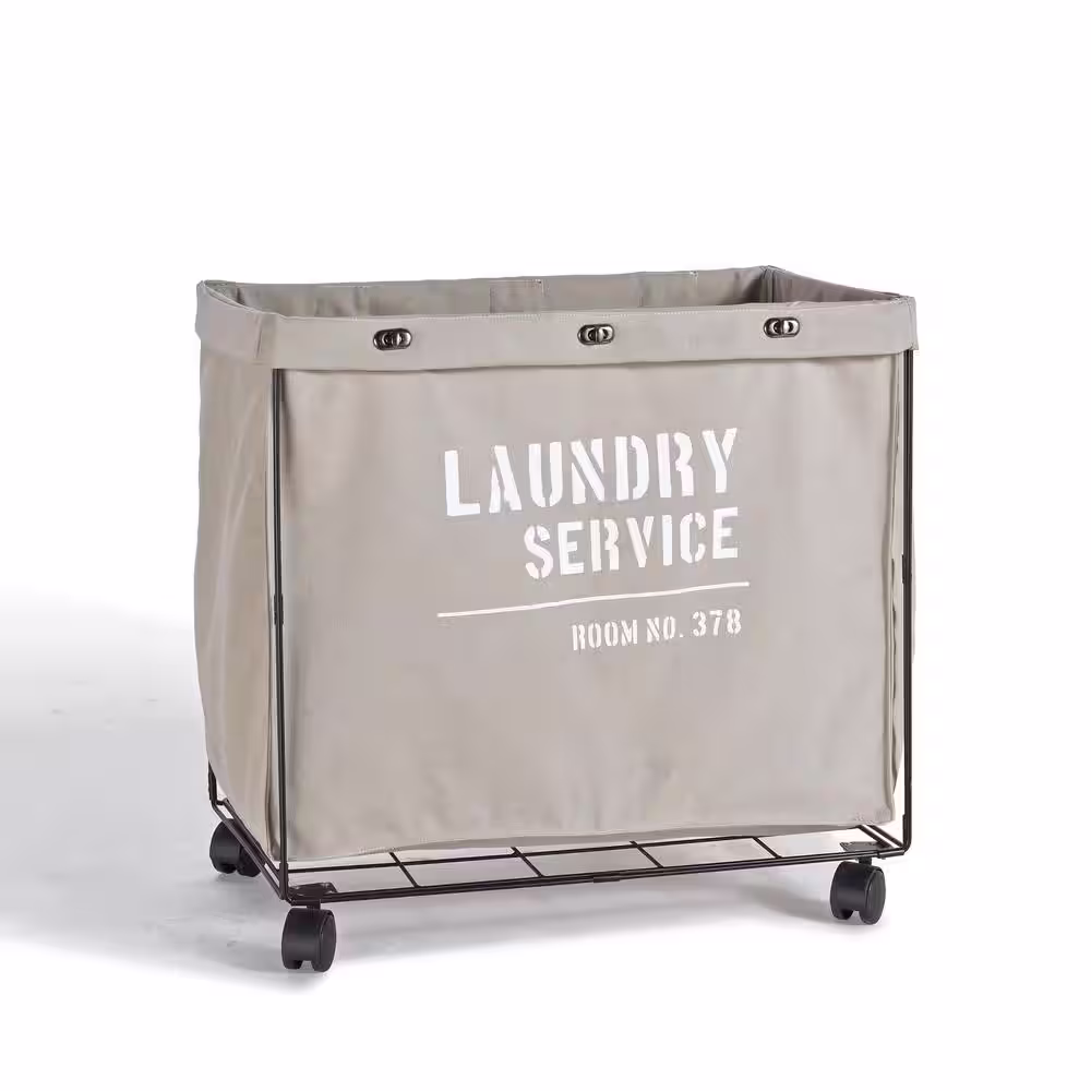 DANYA B Army Canvas Laundry Hamper on Wheels