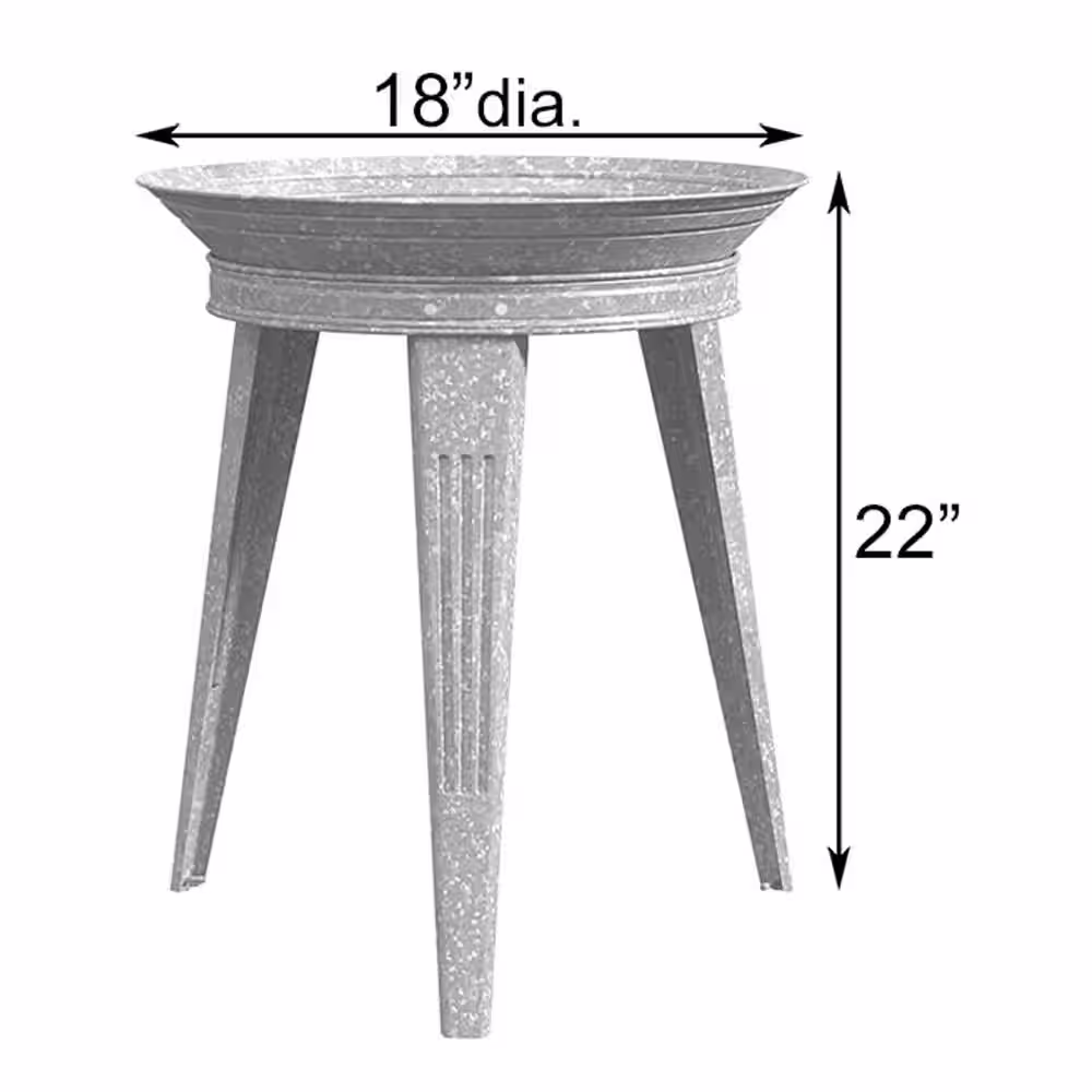 Panacea Galvanized Vintage Style Metal Birdbath and Pedestal Stand, Gray
