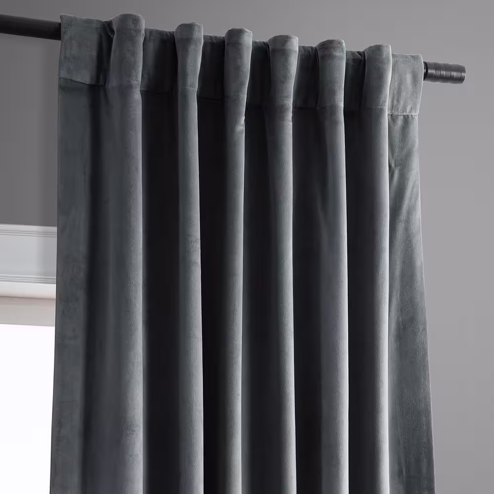 Exclusive Fabrics & Furnishings Natural Grey Rod Pocket Blackout Curtain - 50 in. W x 63 in. L (1 Panel)